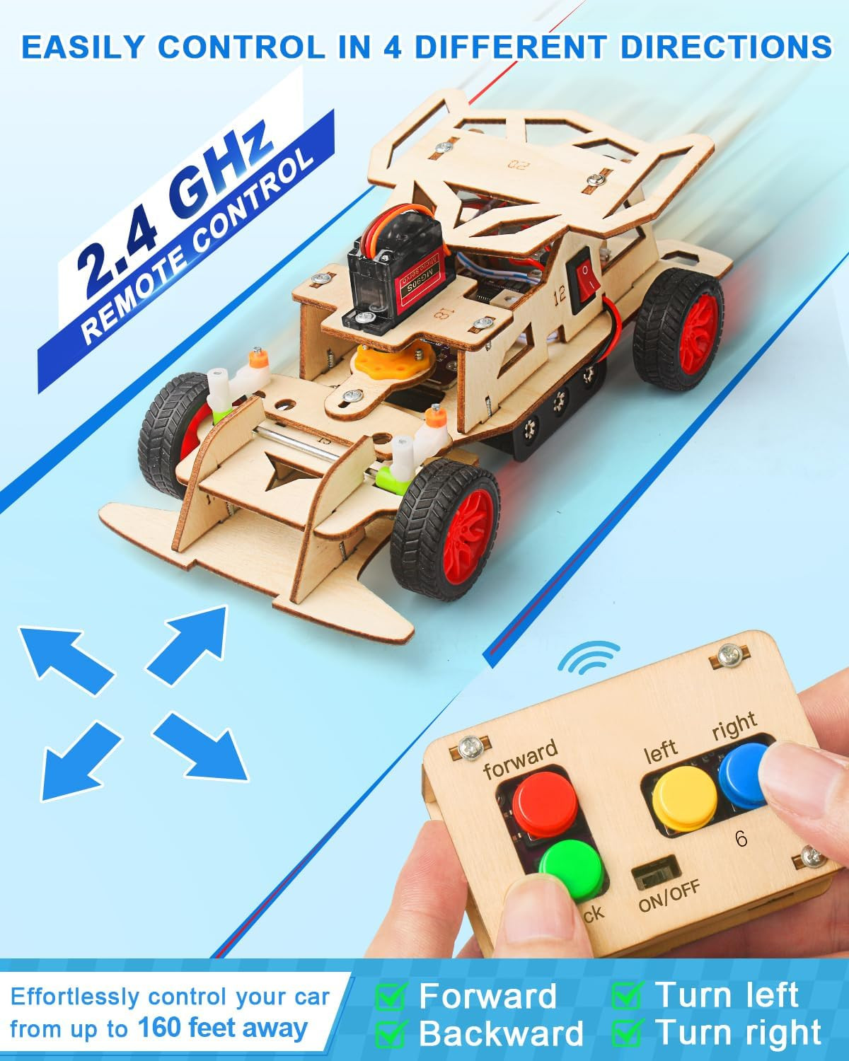 STEM Kits for Kids 8-10, STEM Toys for Boys Ages 8-13, Remote Control Car, Woode