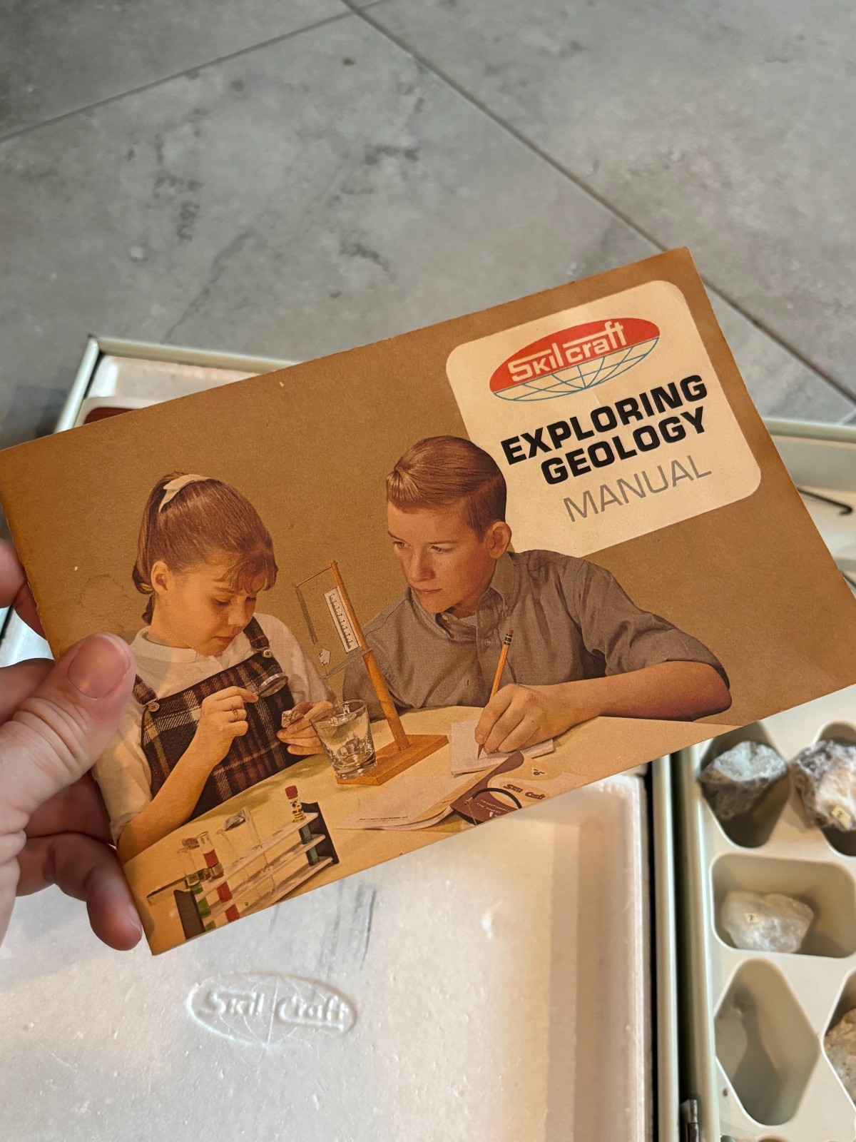 Vintage 60s Skilcraft Geology Lab Student Science Kit Rock Mineral Samples Box