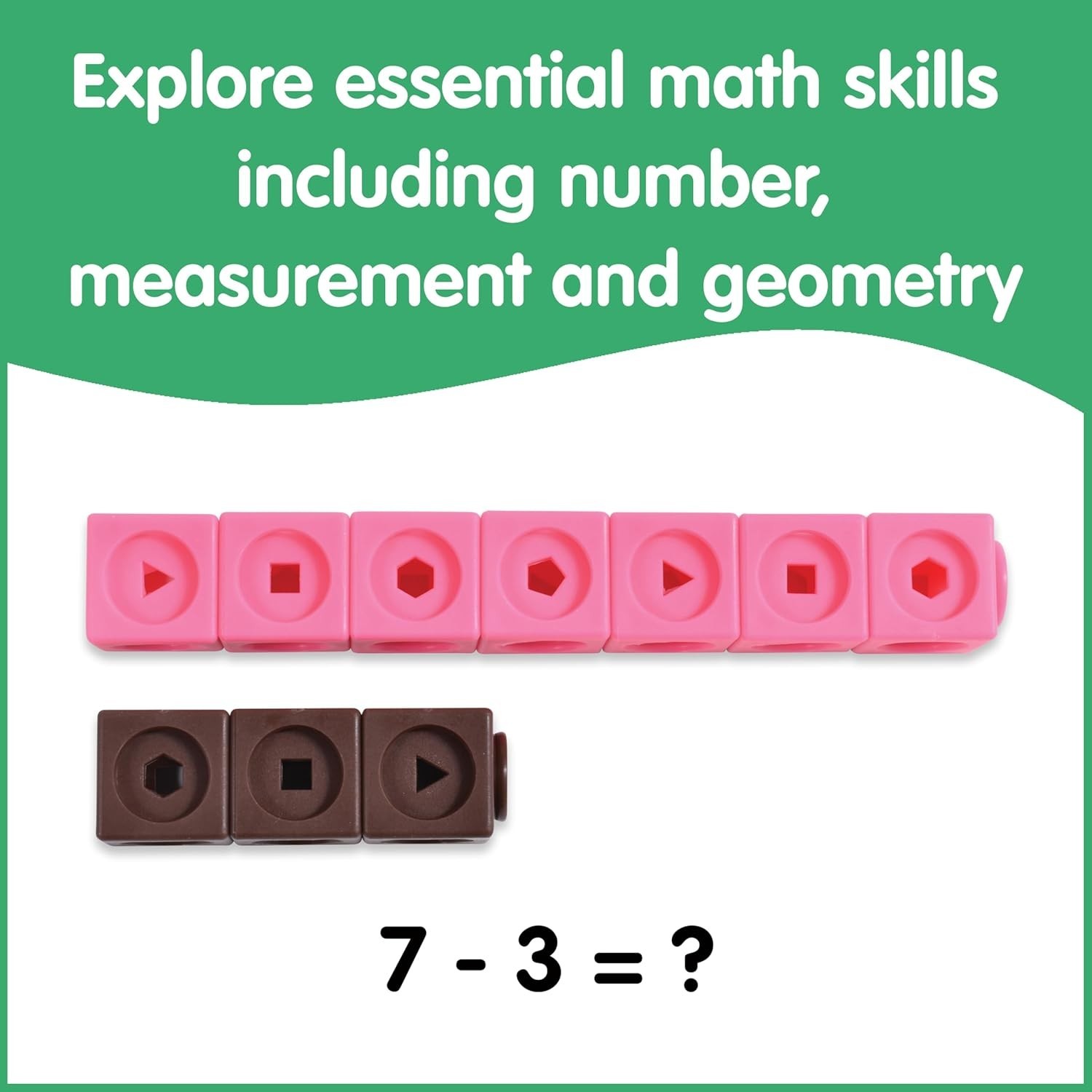 Math Cubes Set of 100 Counting Blocks for Preschool Kids Shapes Colors