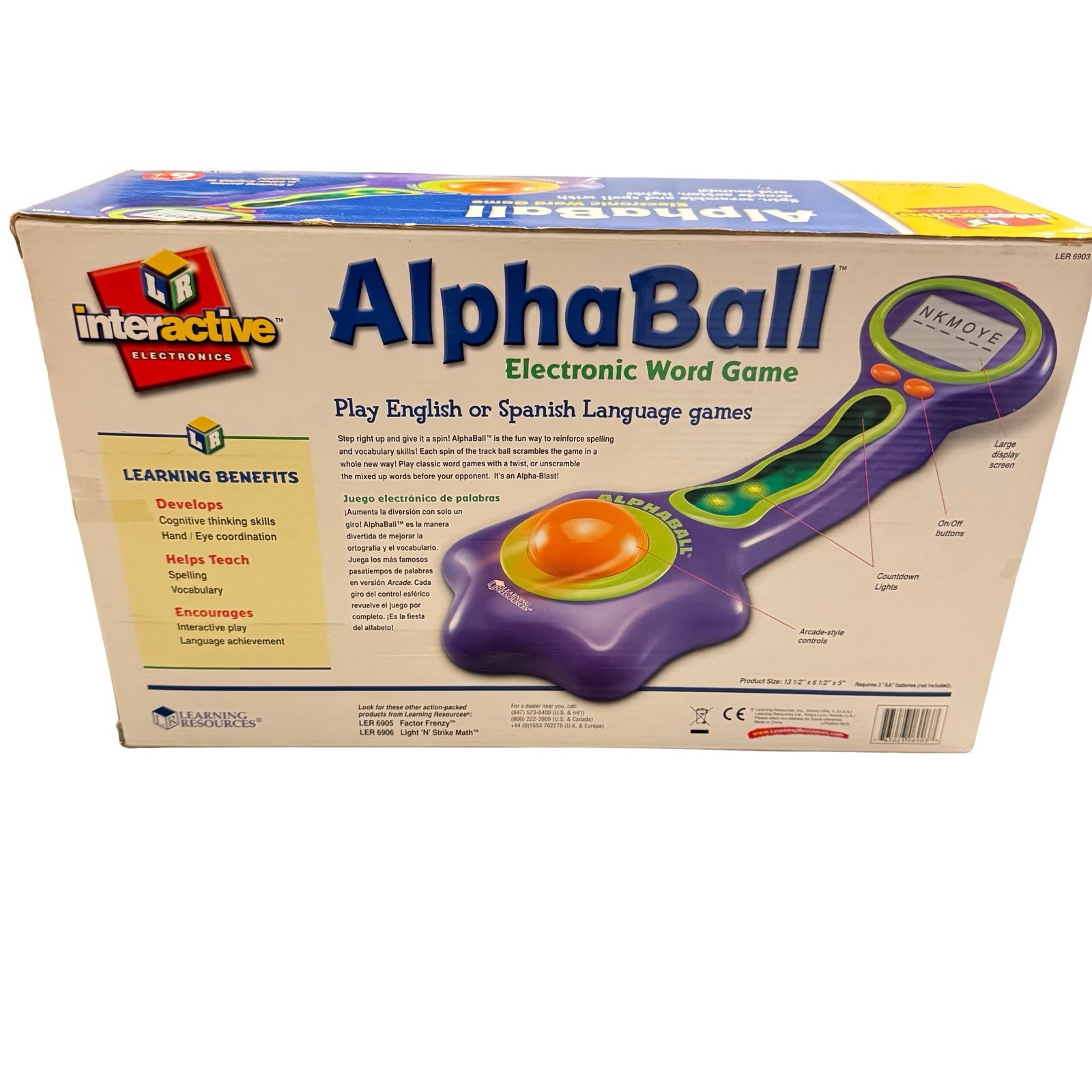 Learning Resources Alphaball Electronic Word Game NIB Ages 6+ English Spanish