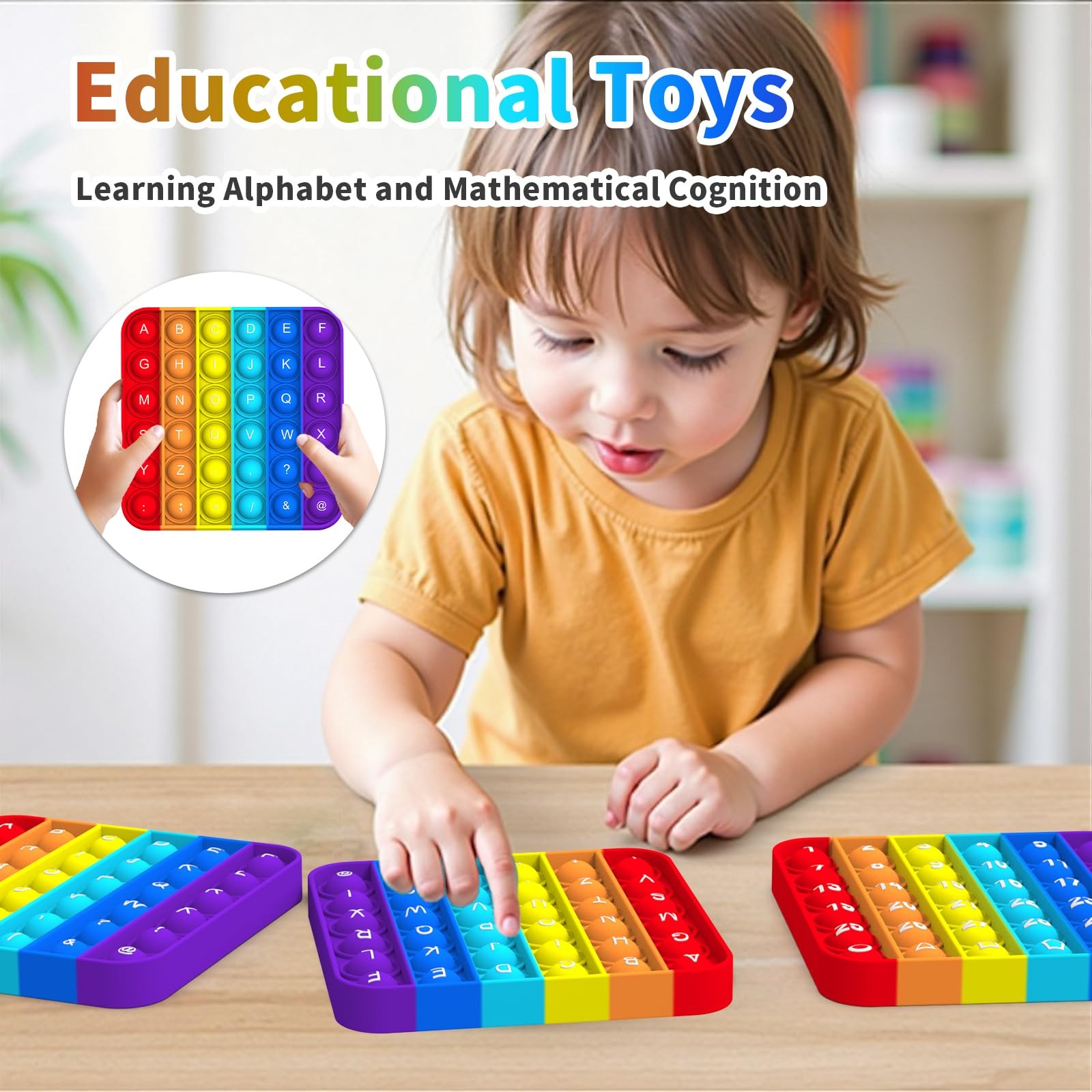 2Pack Pop Fidget Toys,ABC Learning and Educational 4.9 inches, Rainbow