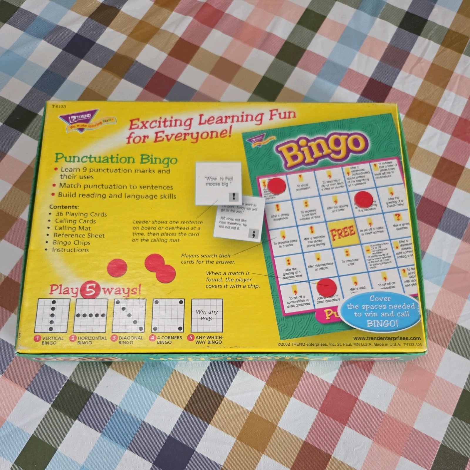 Punctuation Bingo Board Game Learning Reading Language Skills Fun Kids Gift L@@K