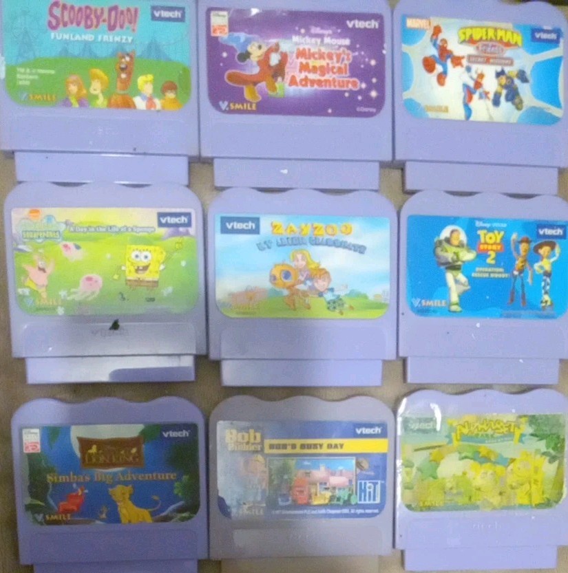VTech VSmile Games Lot of 9 – Spider-Man, Toy Story 2, Scooby-Doo, SpongeBob +