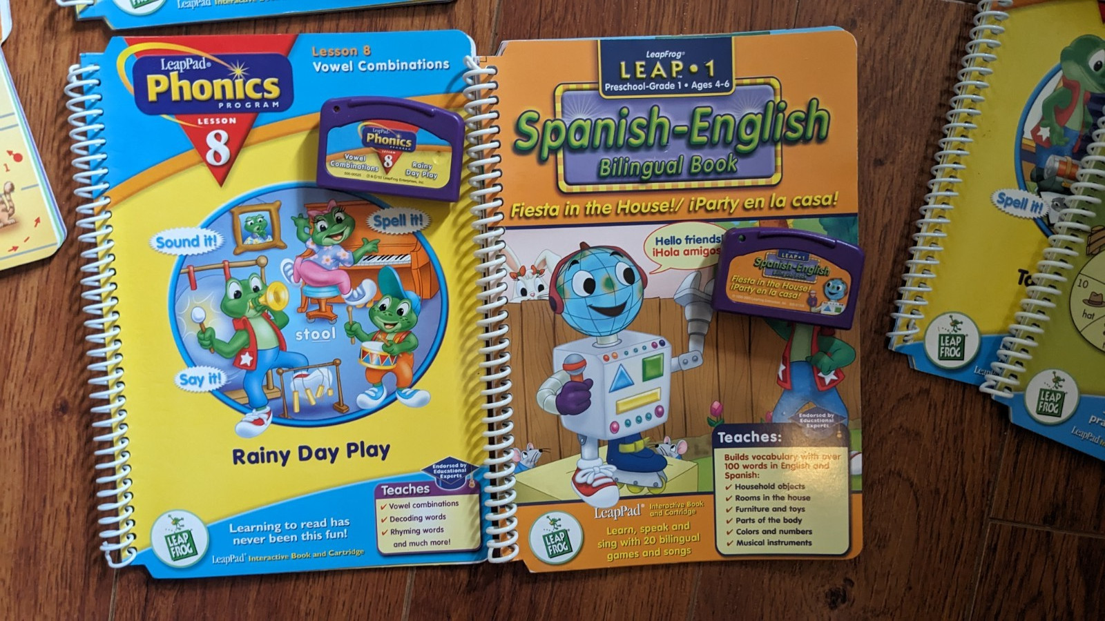 LeapFrog LeapPad Plus Writing LOT Books Cartridges Phonics Reading AUDIO FLAW