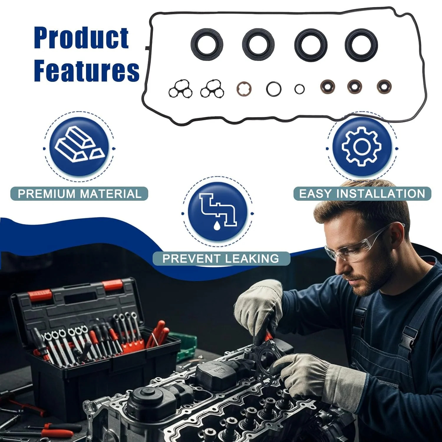 Valve Cover Gasket Compatible with Toyota 2.5L Camry RAV4 Avalon, 2.7L Highlande