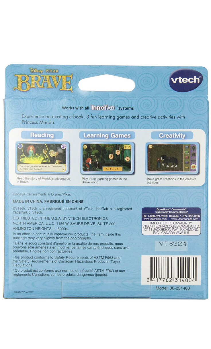VTECH DISNEY BRAVE INNOTAB THE LEARNING APP TABLET AGES: 4-7 YEARS