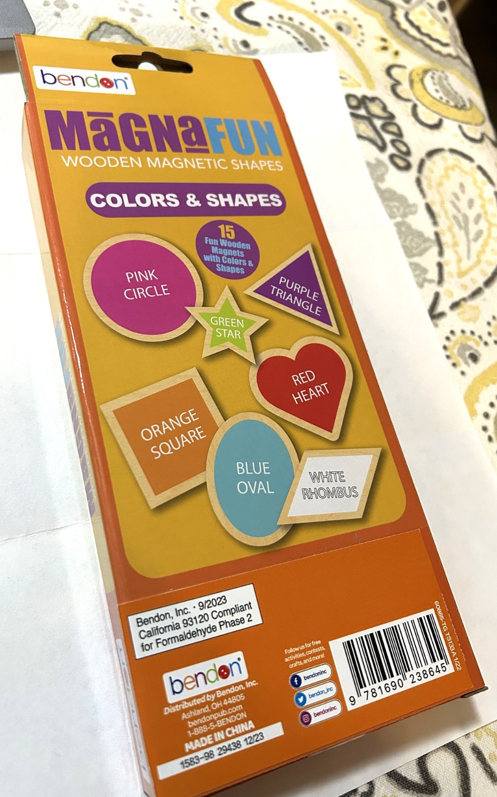 “Colors and Shapes” Wooden Magnets Bendon Magna Fun. 15pack. NEW