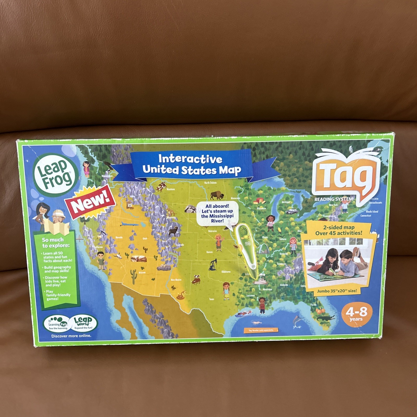 LeapFrog Tag Reading System Interactive United States Map Double Sided USA