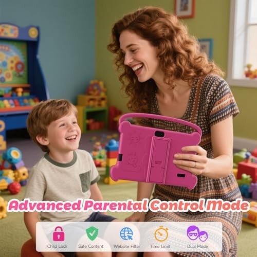 7″ Kids Tablet with Protective Case, 4GB RAM, 32GB Storage, Android, Parental Co