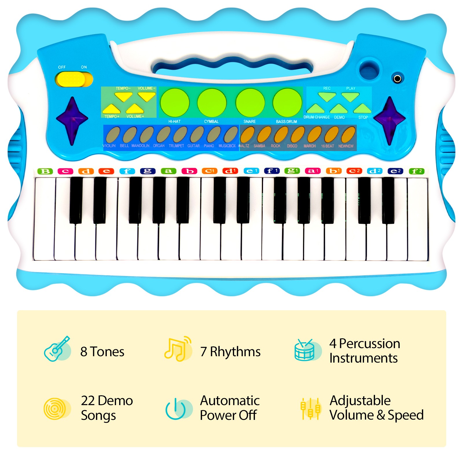 31-Key Kids Piano Stool Set Musical Instrument w/Clear Loudspeaker &Volume Level