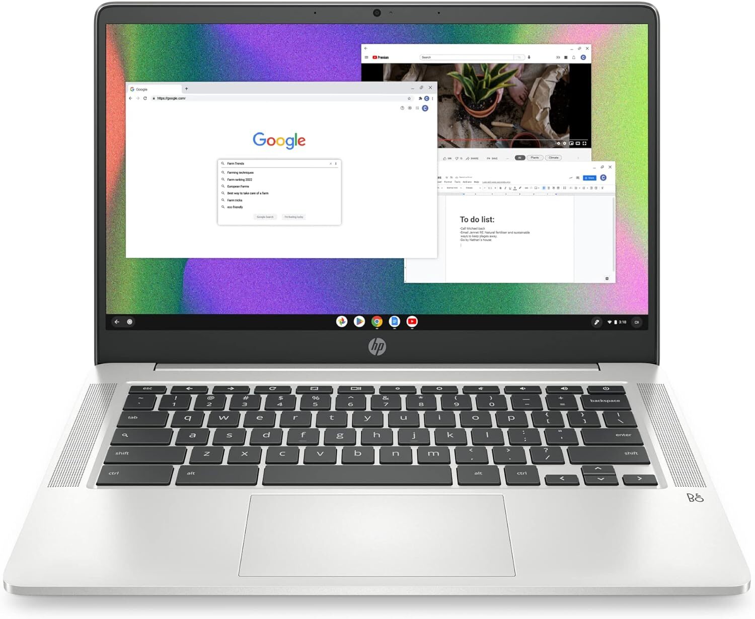 HP Chromebook 14 Laptop, Intel Celeron N4120, 4 GB RAM, 64 GB eMMC, 14″ HD