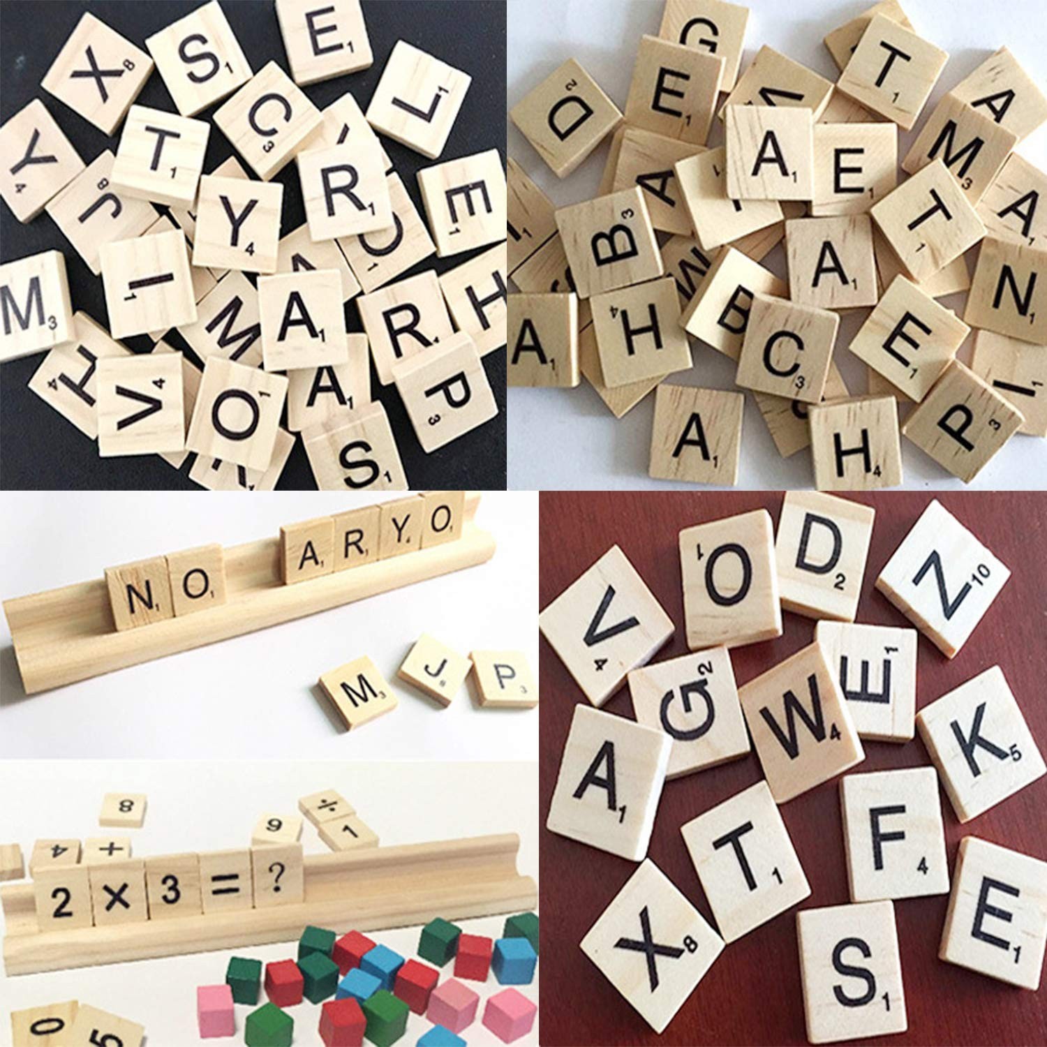 MANSHU 300PCS Wooden Tiles, Letters for Crafts, 4 mm(Pack of 300), Wood Color