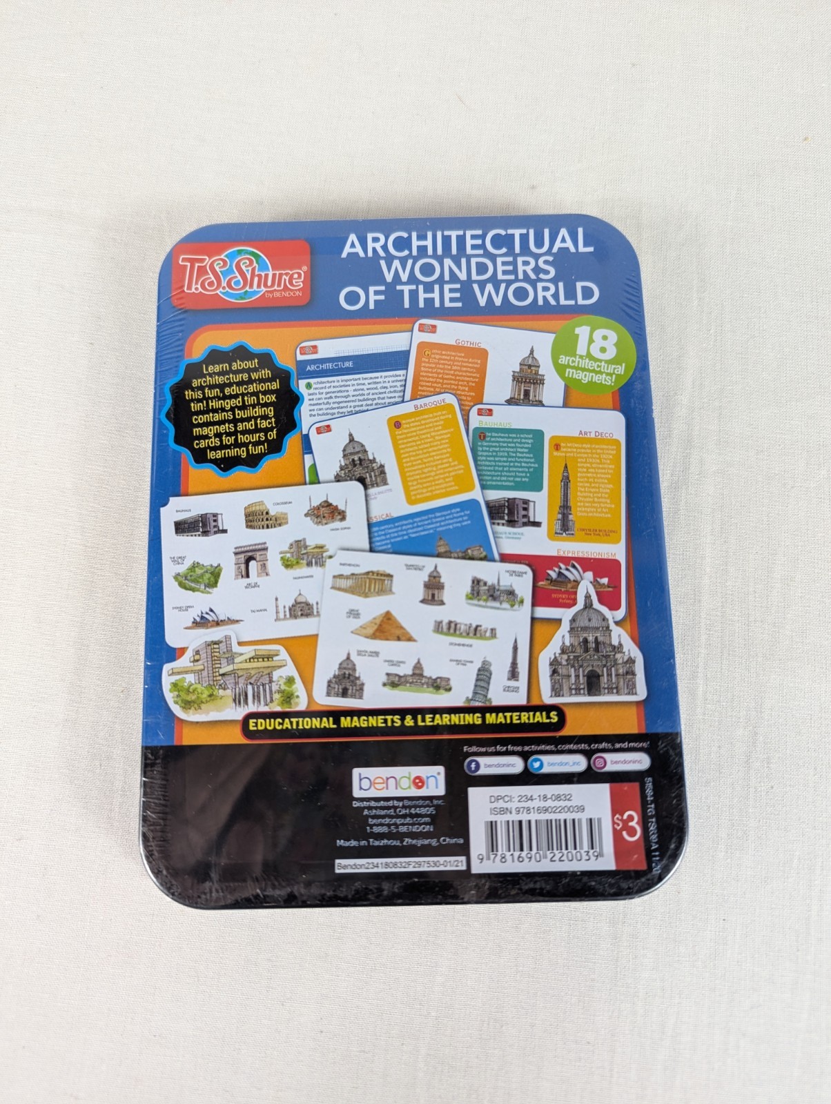 Architectural Wonders of the World Educational STEM Magnets Bendon Tin Case NEW