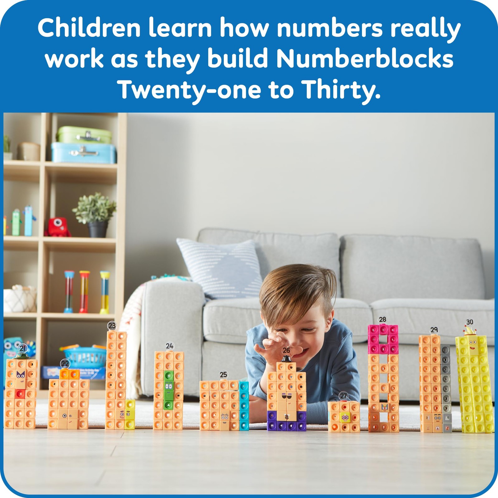 hand2mind MathLink Cubes Numberblocks 21-30 Activity Medium, Multicolored