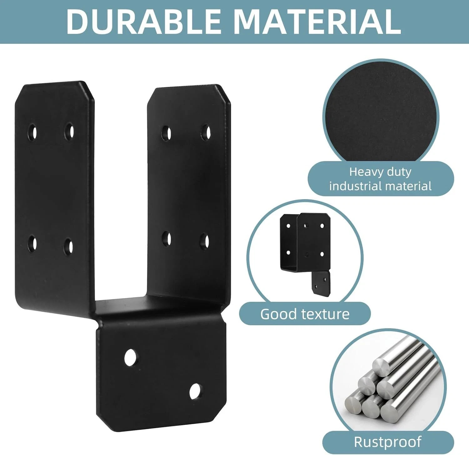 16pcs Black Caps Tie Bracket for 2×4 Post, Post Anchor Connector Carbon Steel
