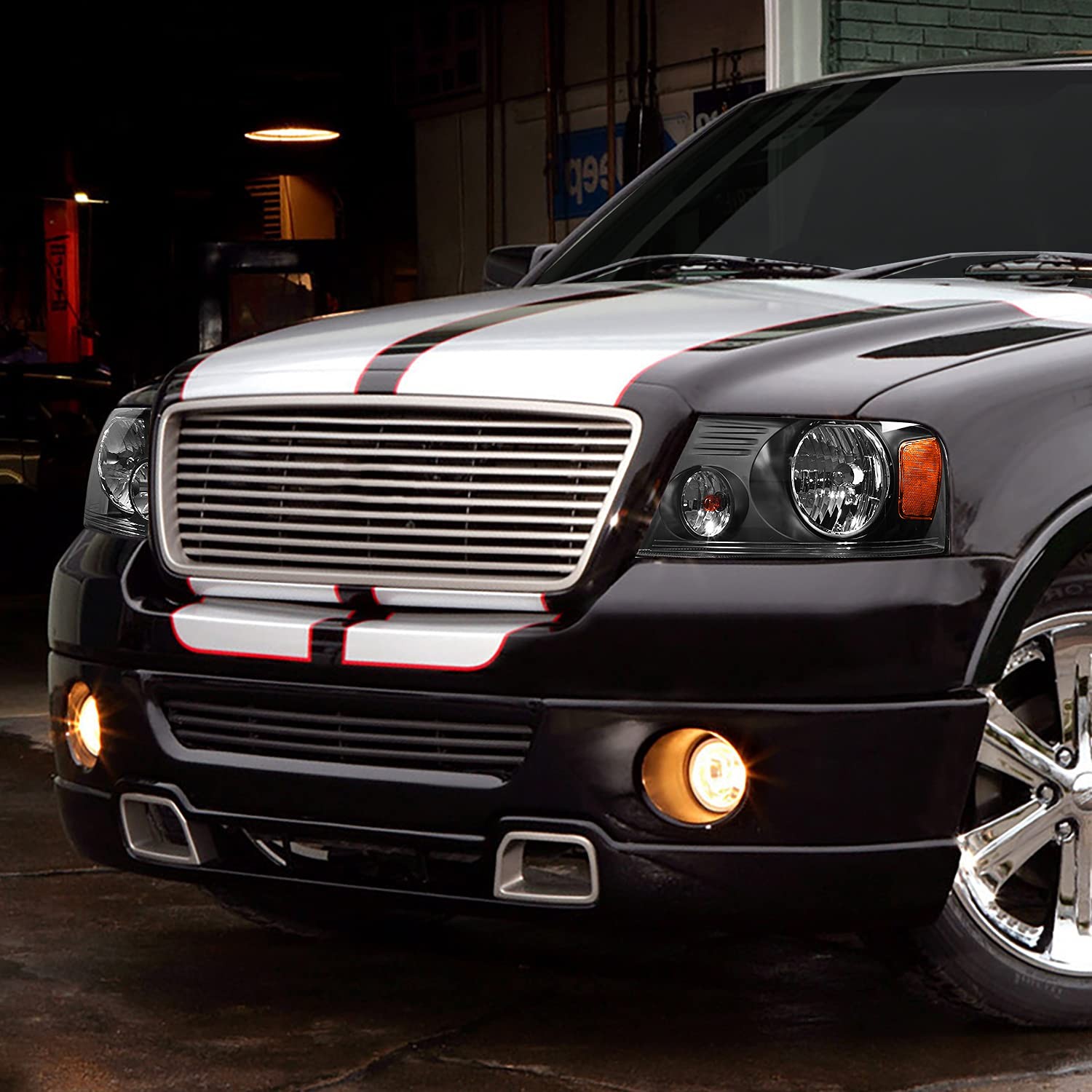 F 150 04 08 Headlights Black Headlight Assembly Compatible with F 150 Mark LT