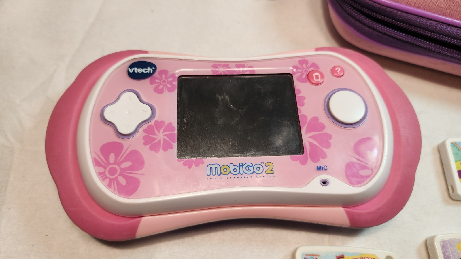 VTech MobiGo 2 Pink Touch Learning System w/ 3 Games Tested Works Case Handheld
