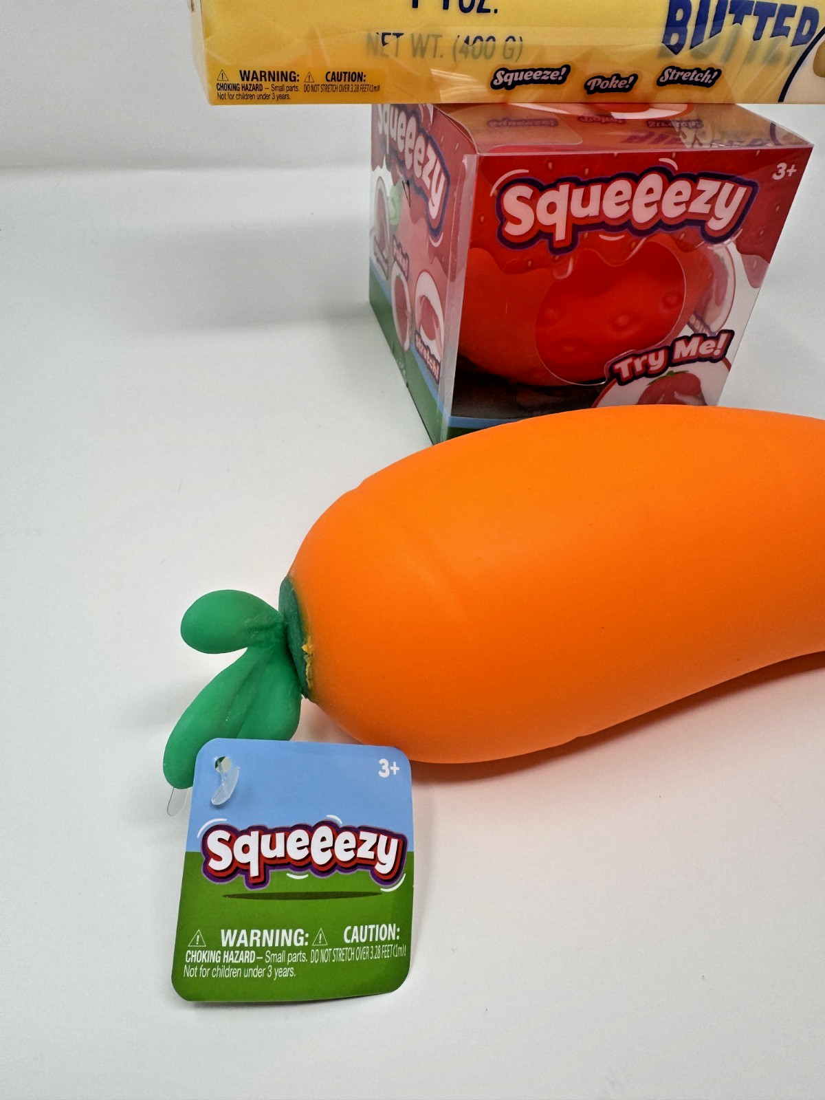 Sunny Days Jumbo Squeeezey LOT OF 3: Strawberry, Carrot, Butter NEW + SHIPS ASAP
