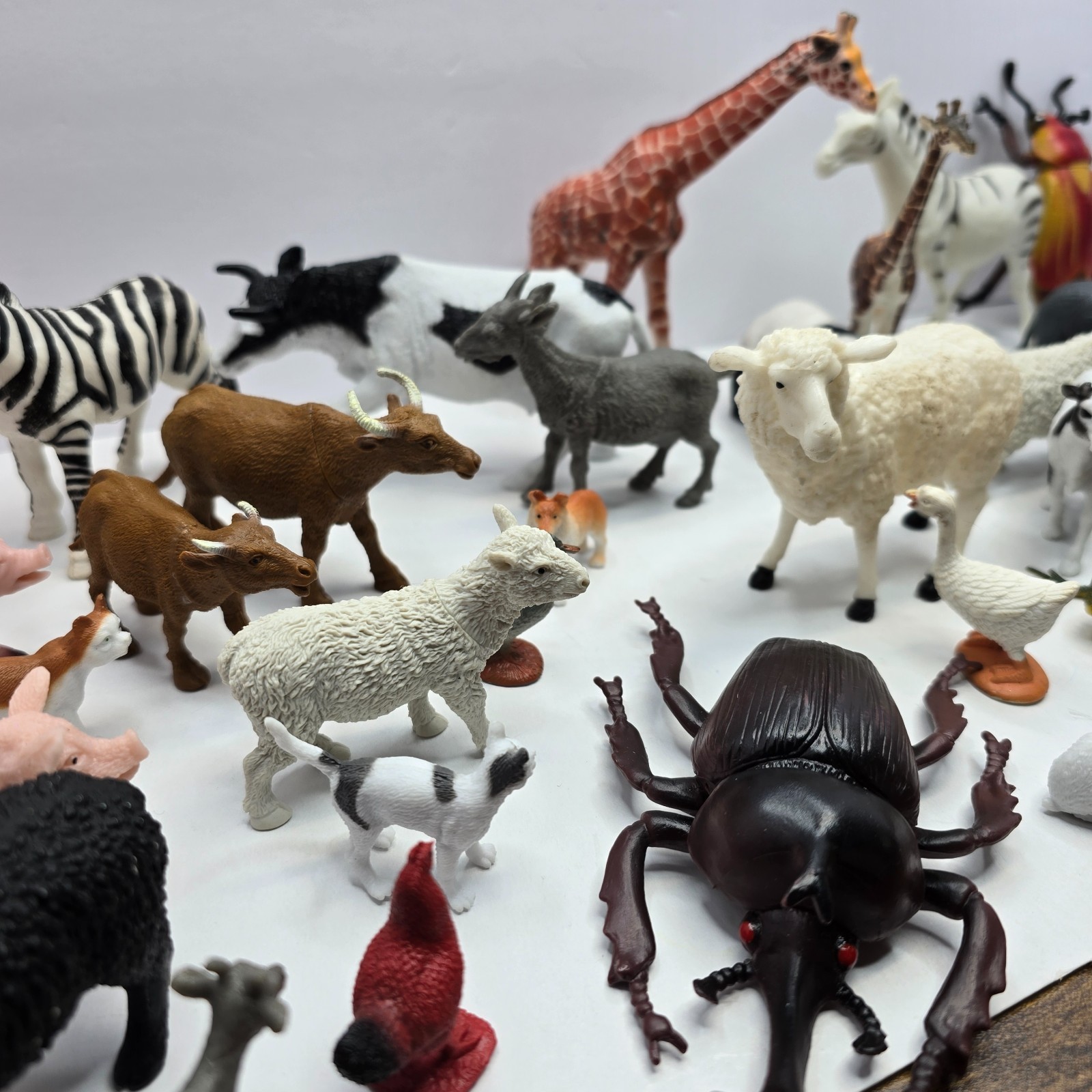 Lot Of 44 Various Land, Farm, Animal, Bugs Figures Vintage Modern Plastic Toys