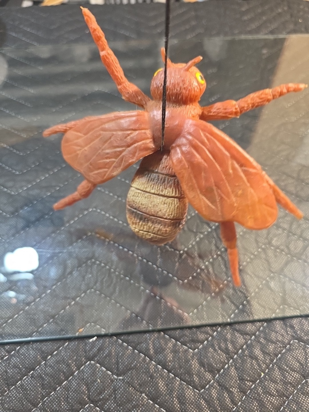 Vintage Large Rubber Bug Insect Orange Bee Realistic Toys