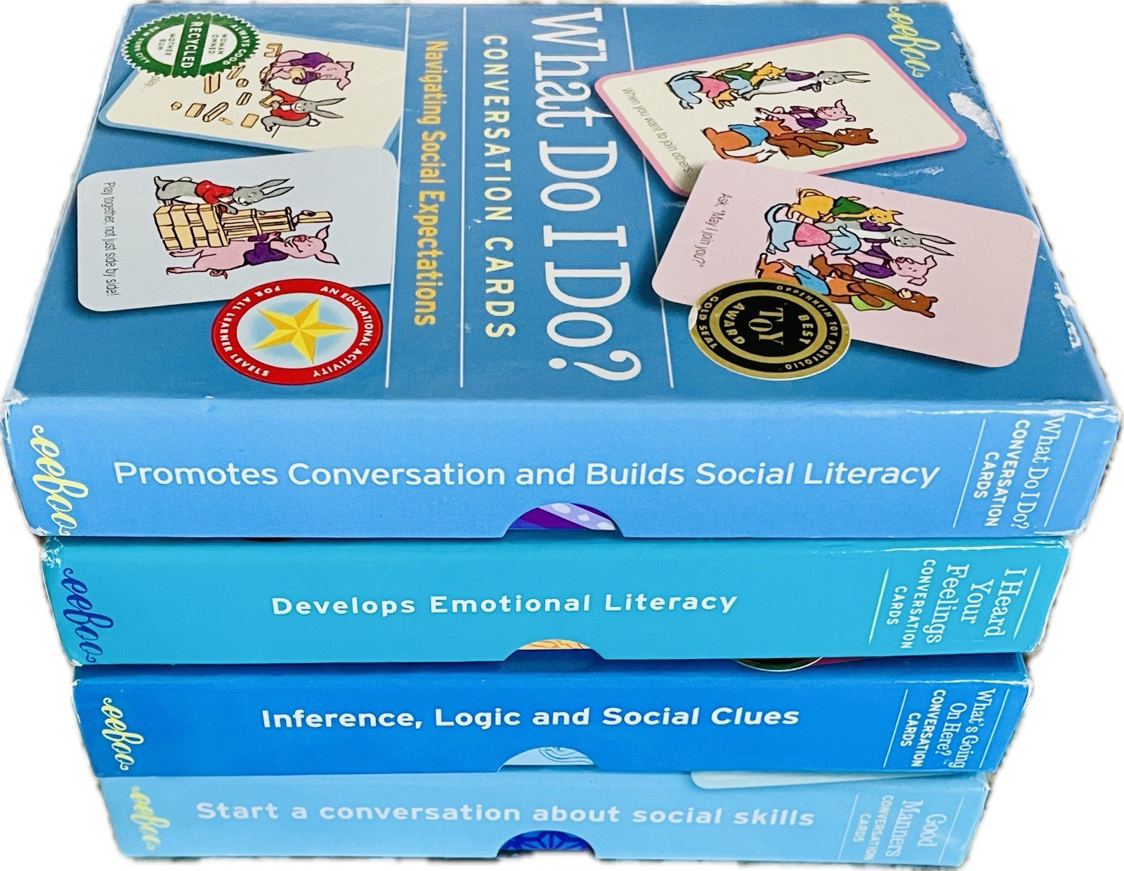 Eeboo Converstion Cards Lot of 4- Social & Emotional Skills, Inference, & Logic