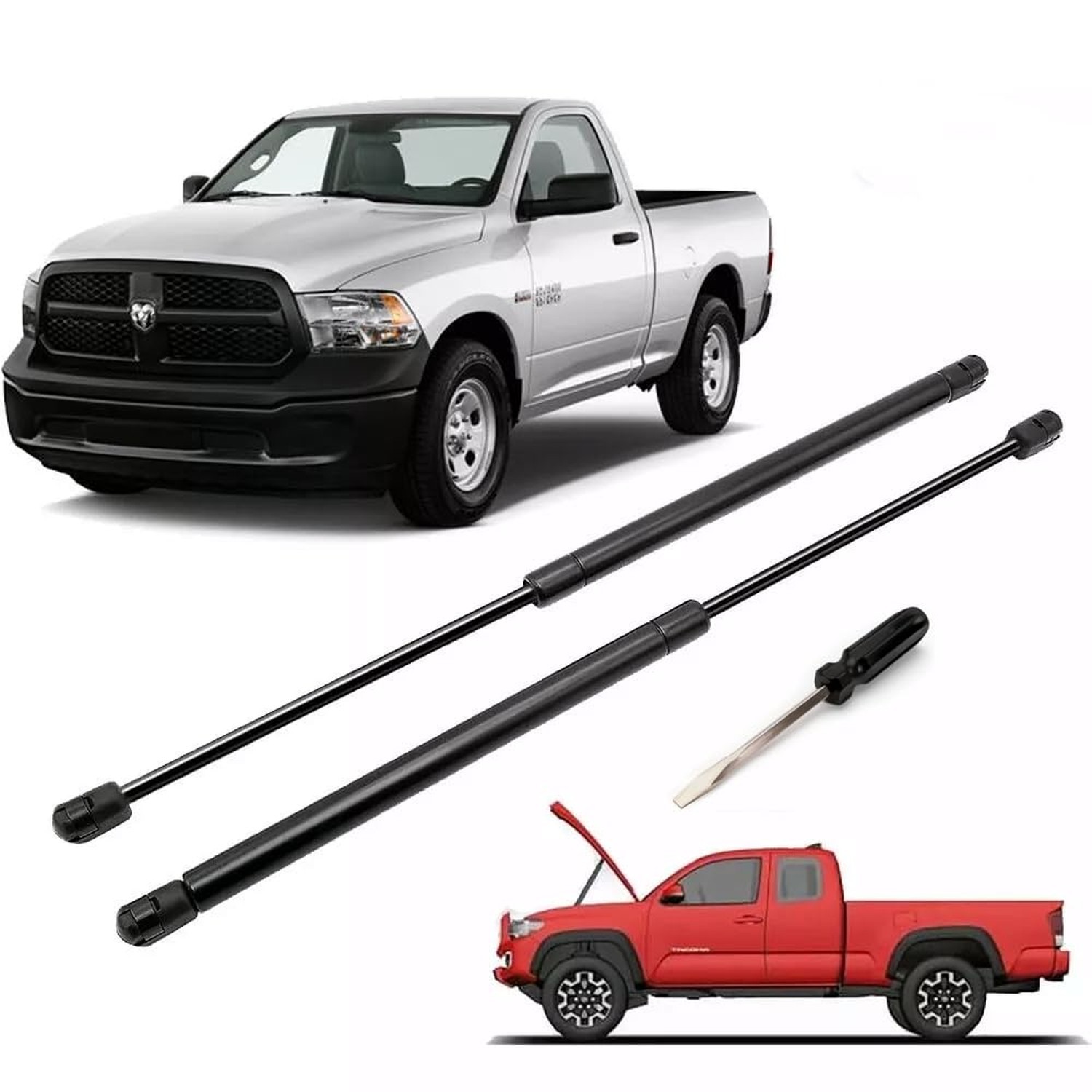 Qty(2) Font Hood Lift Supports Shocks Struts 4364 for 2002-2010 Dodge Ram 150…