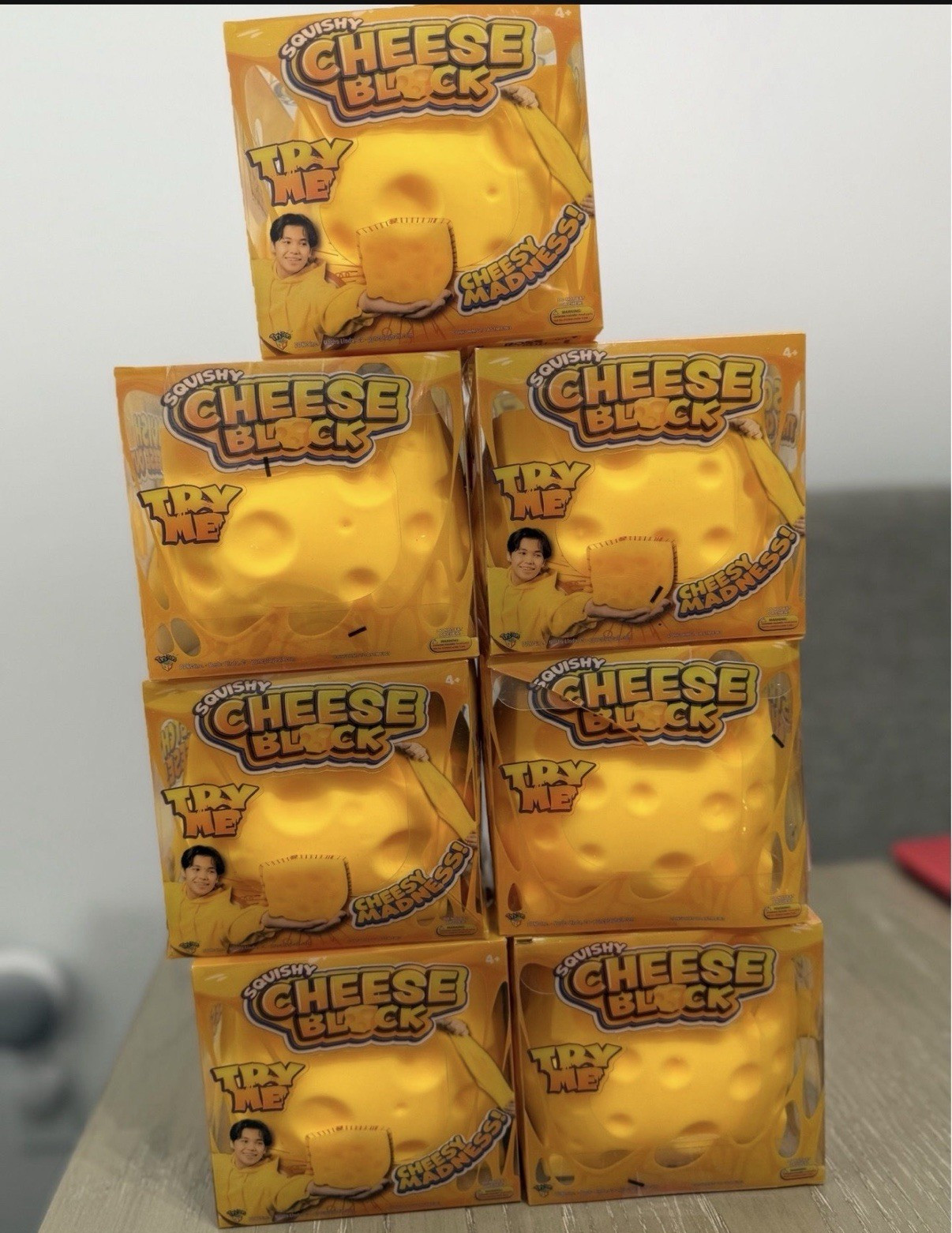 Yellow Cheese-Shaped Block Squishy Tactile Squeeze Toy for Kids Age 4-7