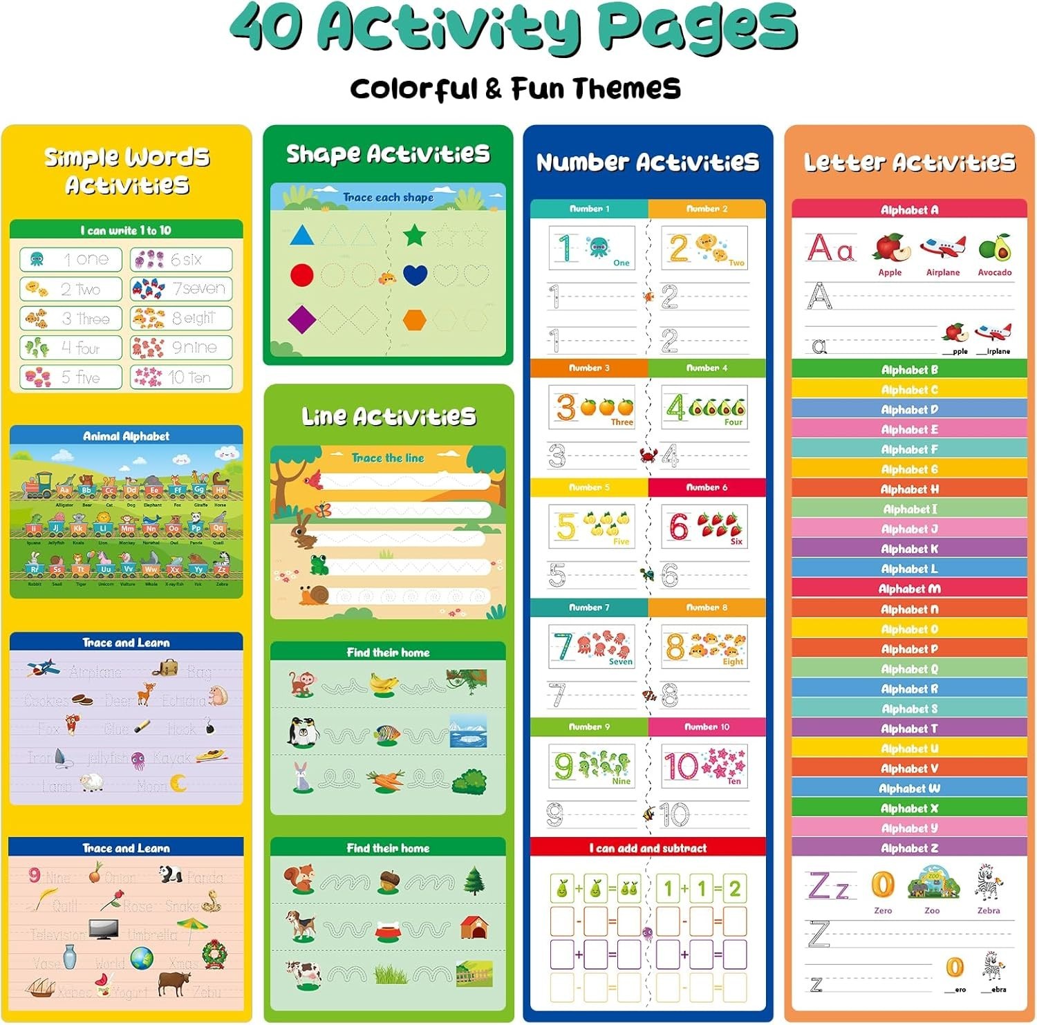 “Kindergarten Learning Activities Learn to Write for Kid Age 3 4 5 Years Old, 40