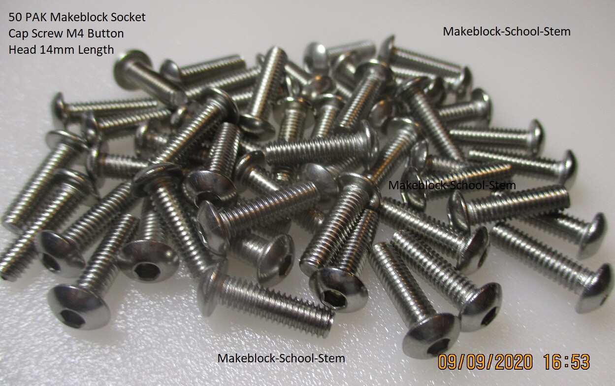 50 PAK Makeblock Socket Cap Screw M4 Button Head 14mm Length