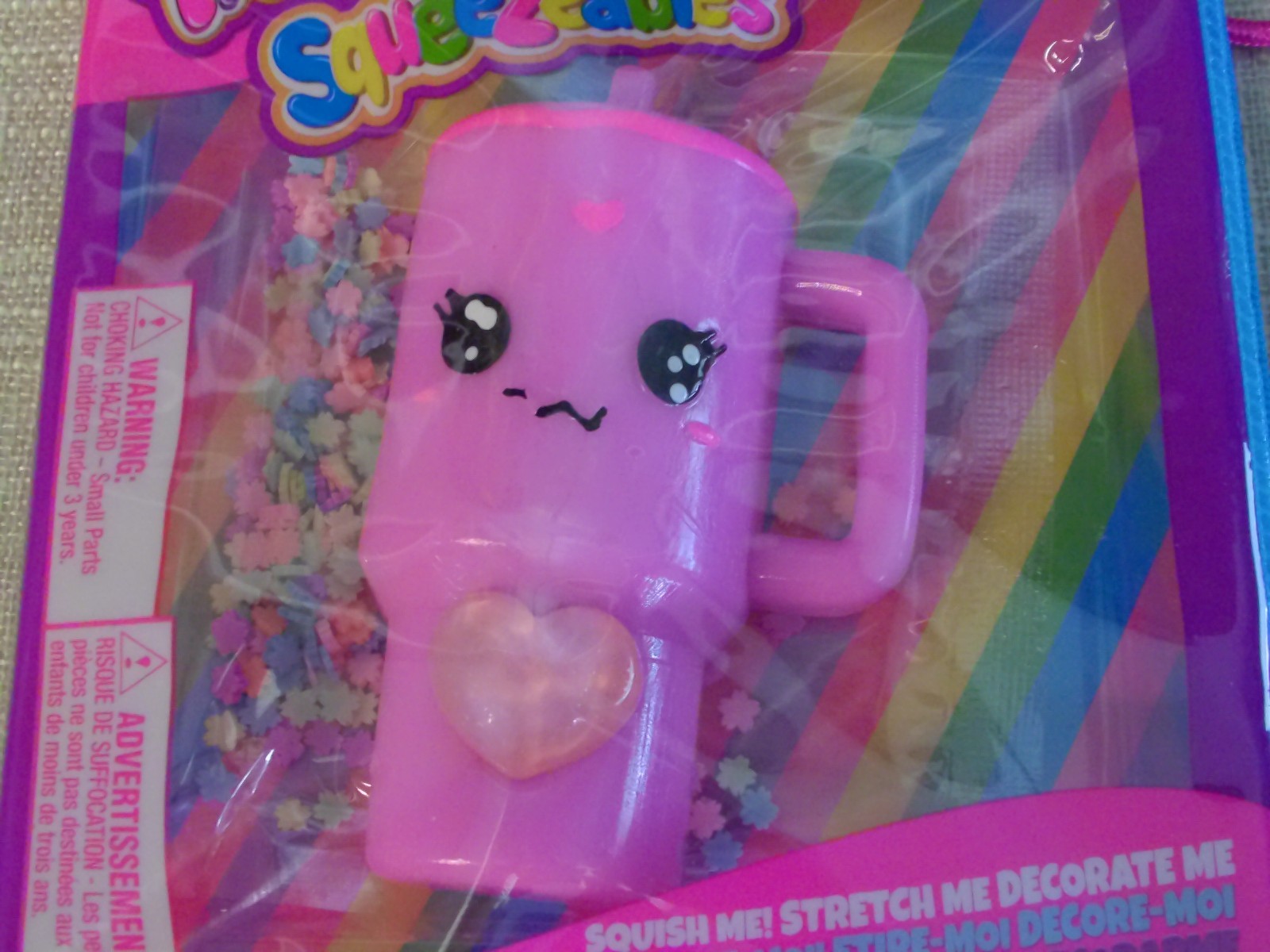 2 Taba Jelly Squeezeables YELLOW Cat & PINK Mug Squishy, SCENTED Squeeze Toy
