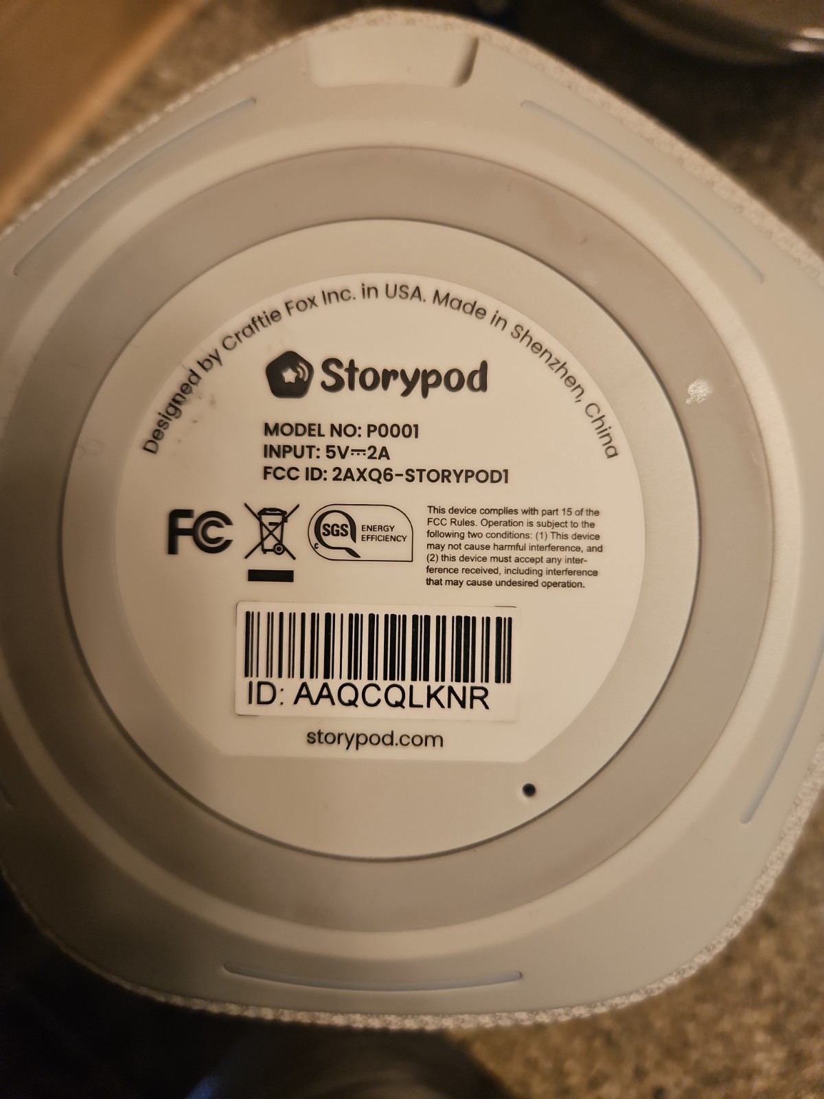 Story Pod Audio Storytelling Speaker Kids Sleep Aid Gray Tested