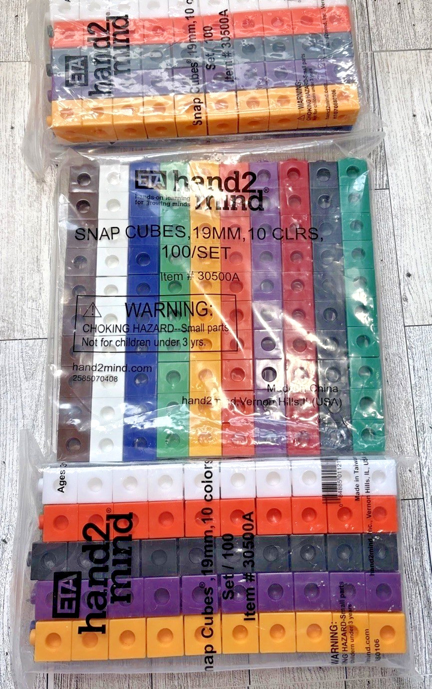 Hand2mind Snap Cubes Lot of 300 STEM Classroom Math Manipulative 10 Colors