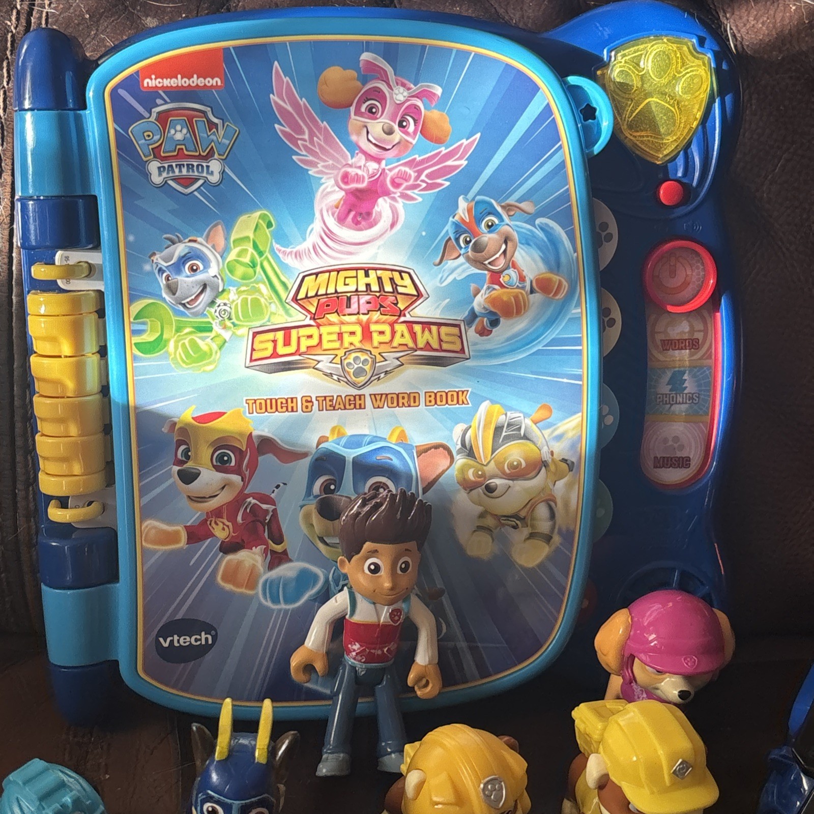 Paw Patrol 22 Figures + Mighty Pups Super Paws Touch & Teach Word Book Lot