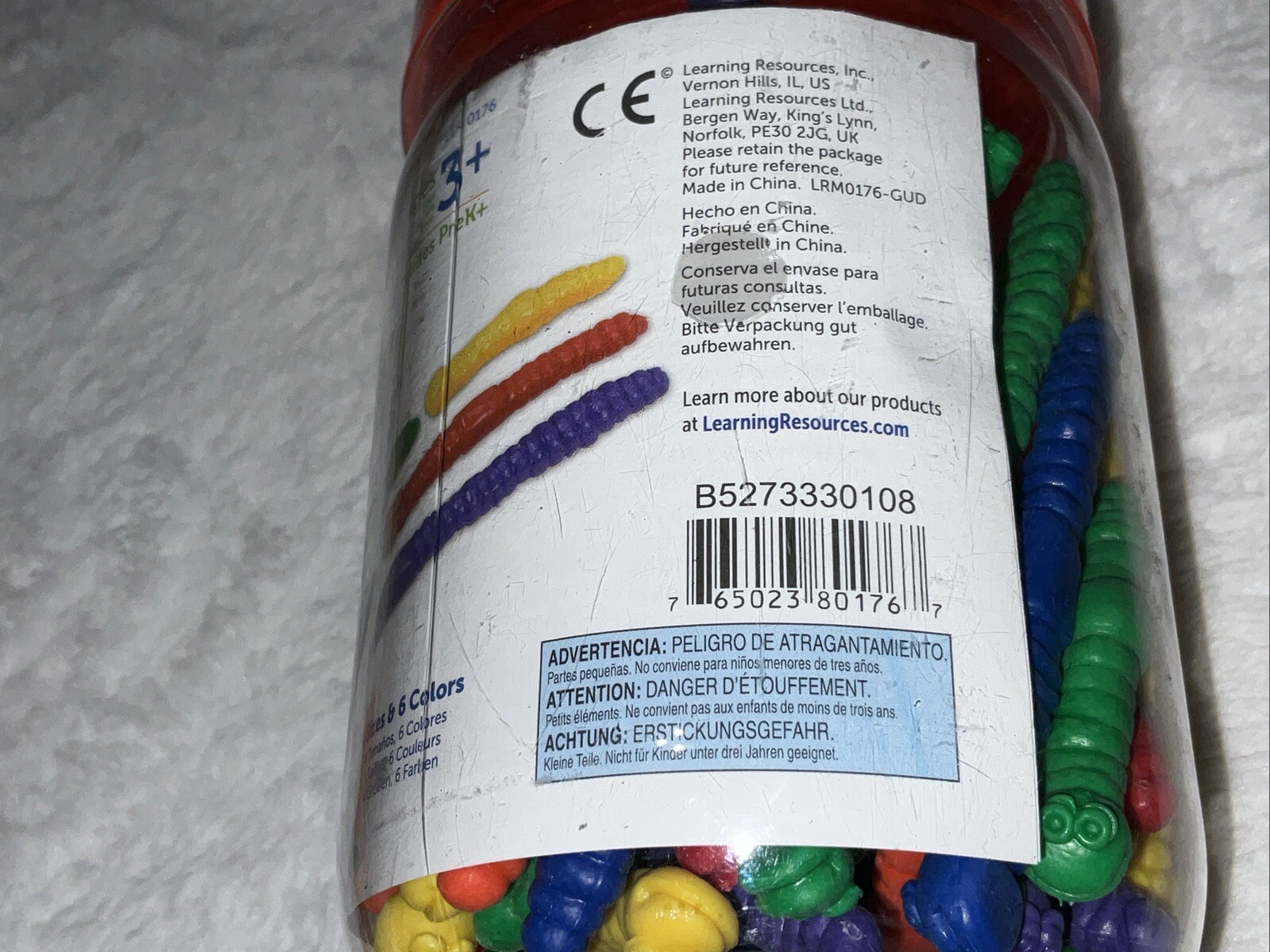 Learning Resources Measuring Worms 72 Pieces, Ages 3+ Toddler Learning Brand New