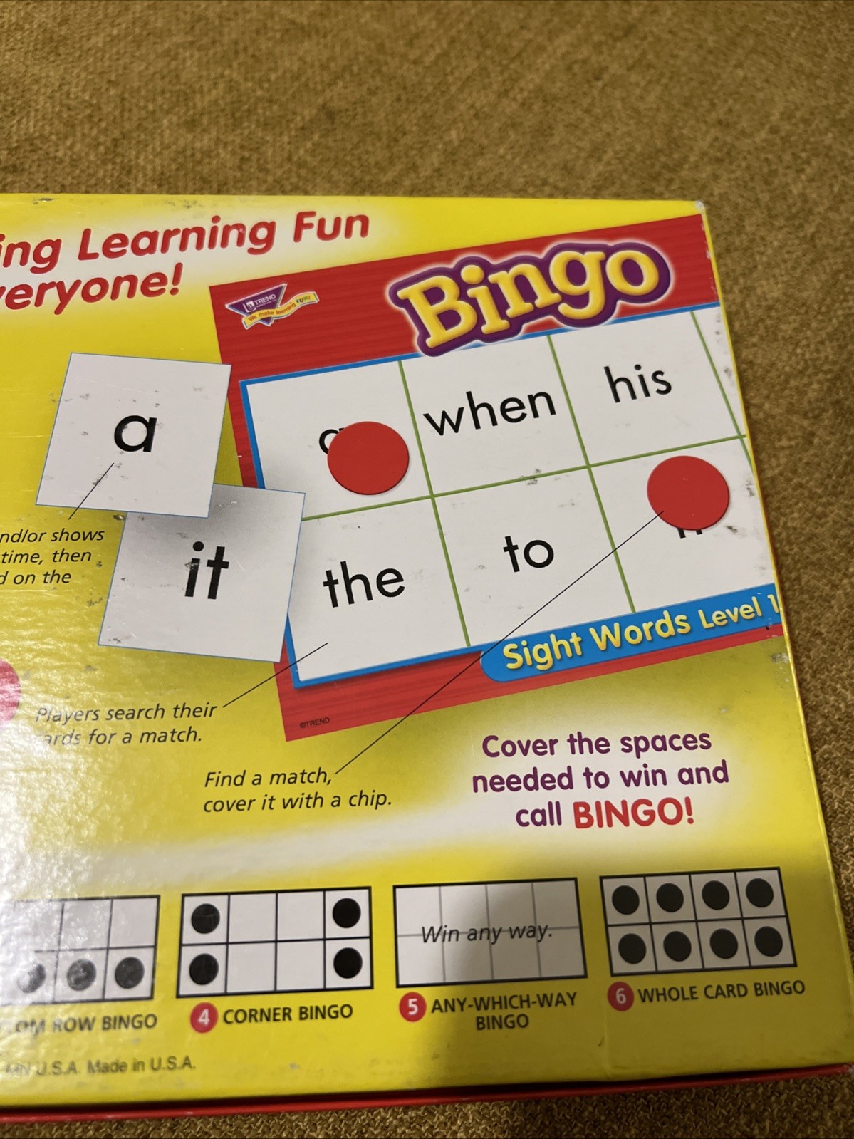 Vocabulary Spelling Bingo Sight Words Level 1 Game Exciting Way to Learn Free🎁