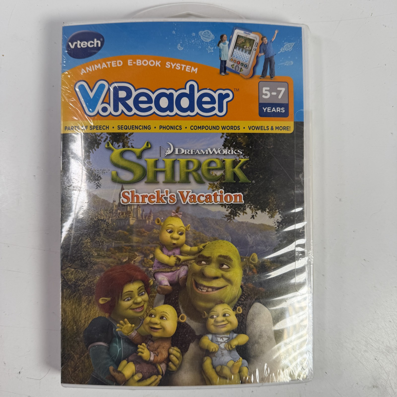VTech V.Reader Shrek’s Vacation Game Cartridge Animated E-Book System NEW 5-7