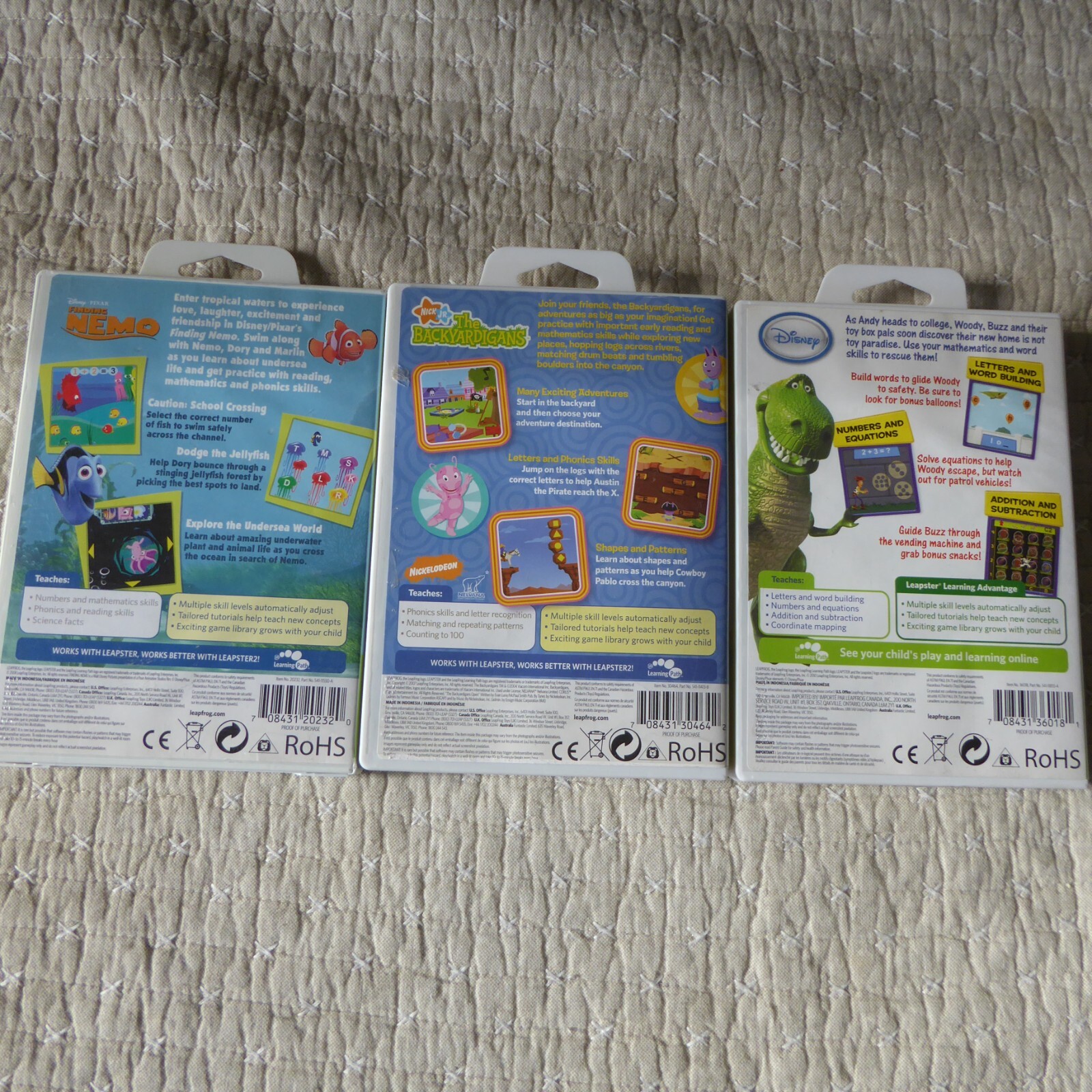 Leap Frog Leapster Learning Game Lot – Finding Nemo & Toy Story + Backyardigans