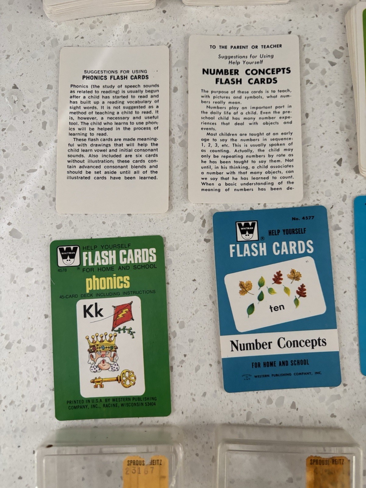 Vintage Whitman Phonics Flashcards & Card Games w/ Plastic Cases