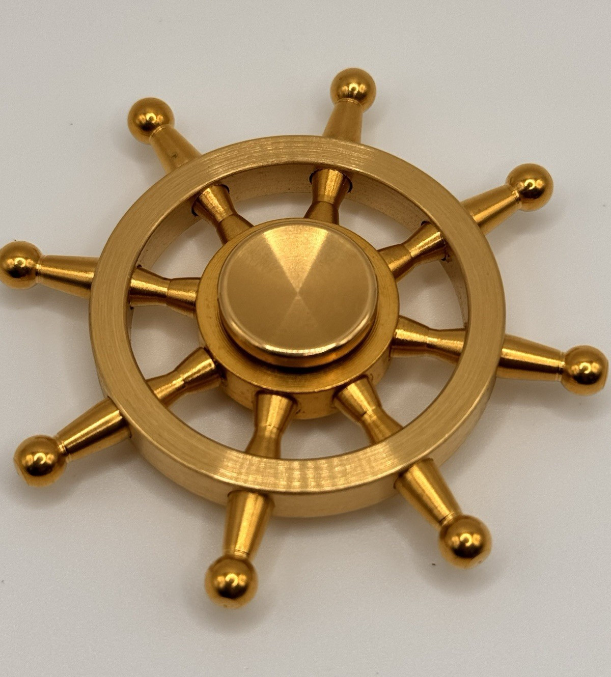 Captain Ship Wheel Brass Fidget Spinner All Metal Toy Adults Kids Boys Girls