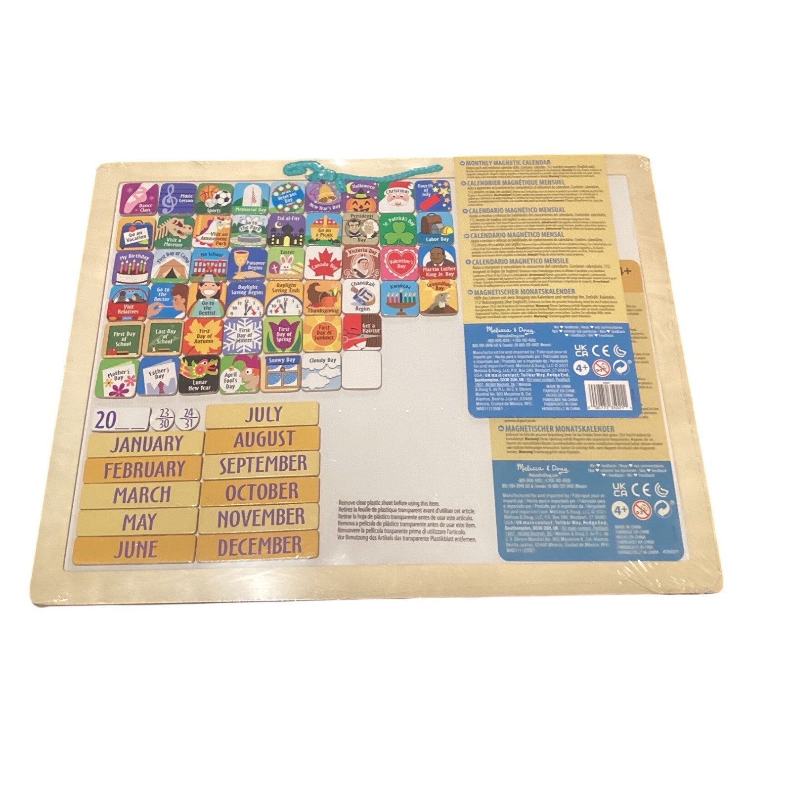 Melissa & Doug Monthly Magnetic Calendar Wooden Educational Toy 112 Magnets