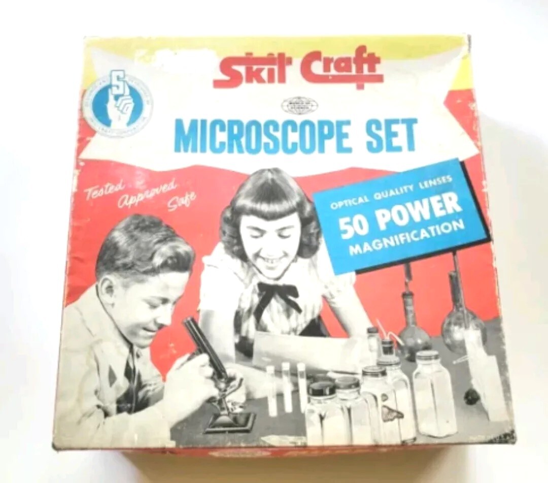 Vintage 1960s Microscope Set In Box Skil Craft Childs Set