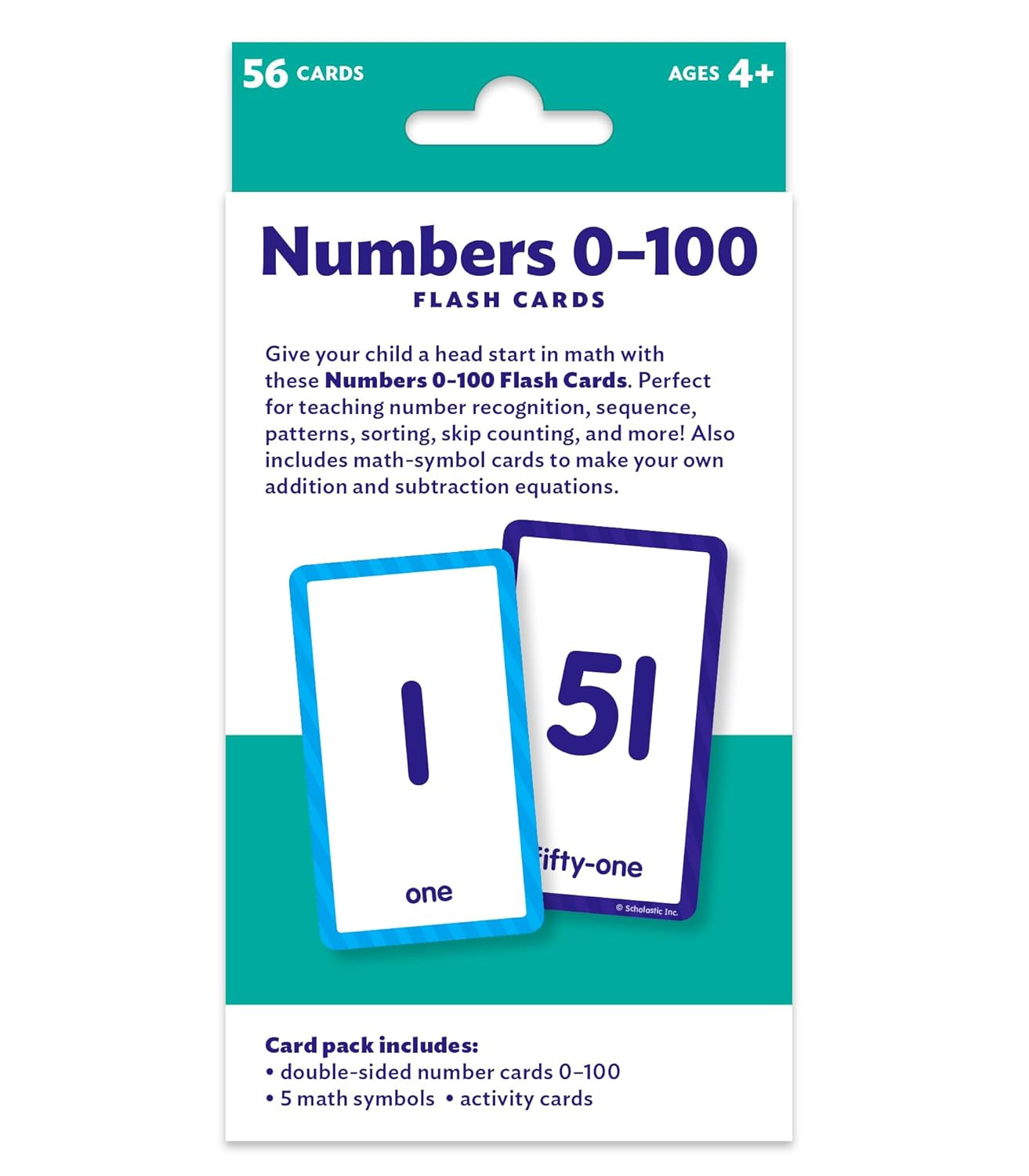 Numbers 0-100 Educational Flash Cards for Preschool & Kindergarten Math Learning