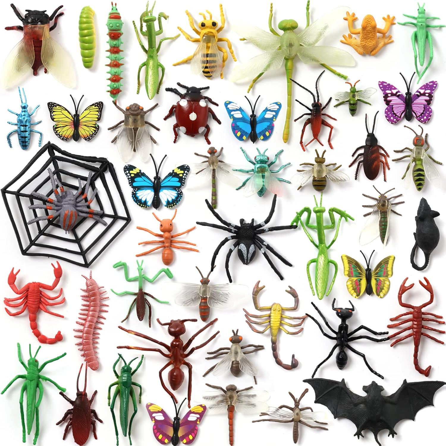 Realistic Insect Toy Figures for Kids, 45Pack Colorful Assorted Play Bugs for…
