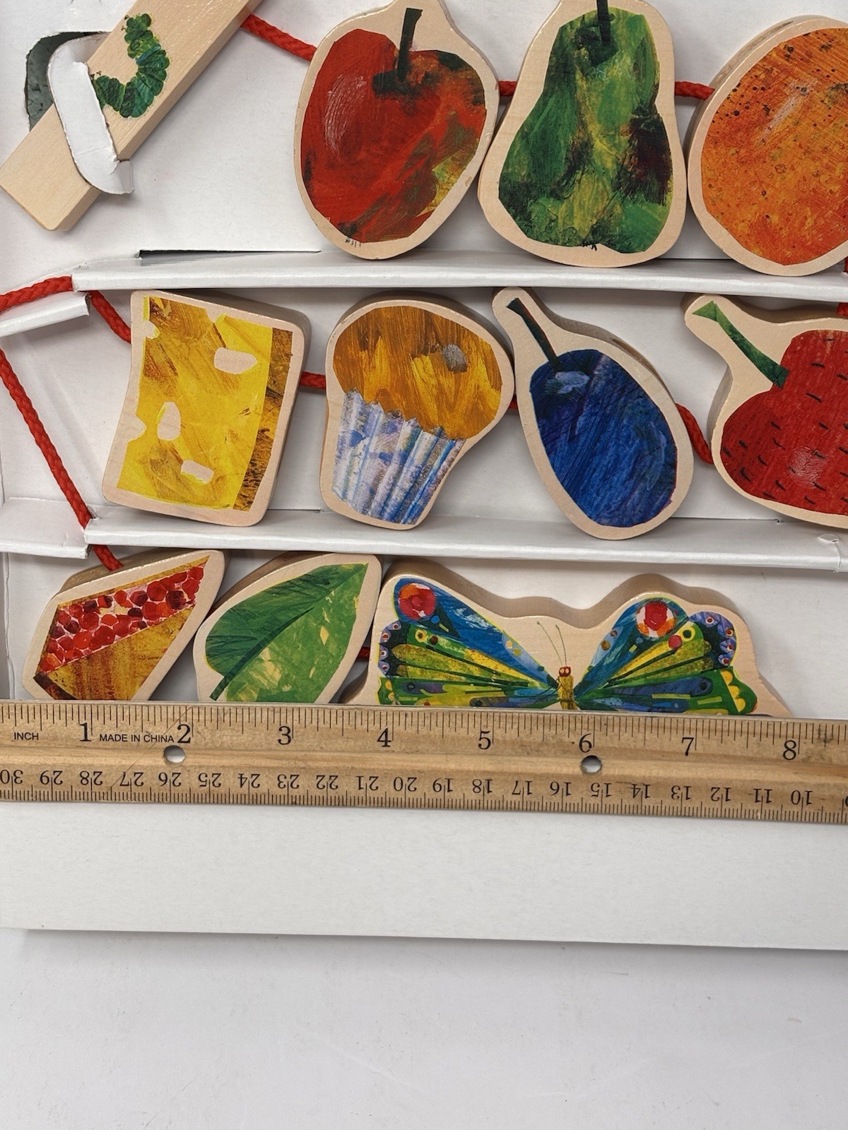 The Very Hungry Caterpillar Wooden Lacing Blocks Eric Carle 2007 Complete W/Box