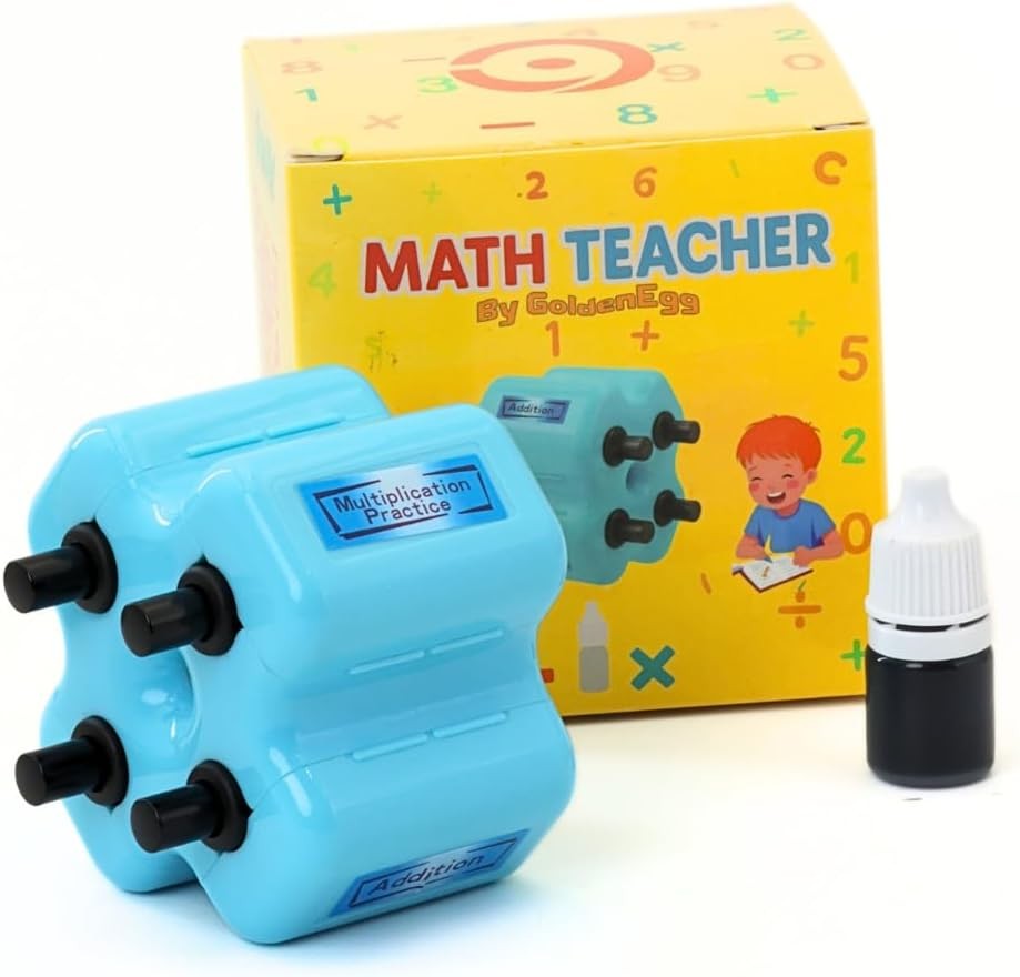 4-In-1 Roller Stamp with Ink for Teaching Math,(+,-,x,÷)Addition,Subtraction,Mul