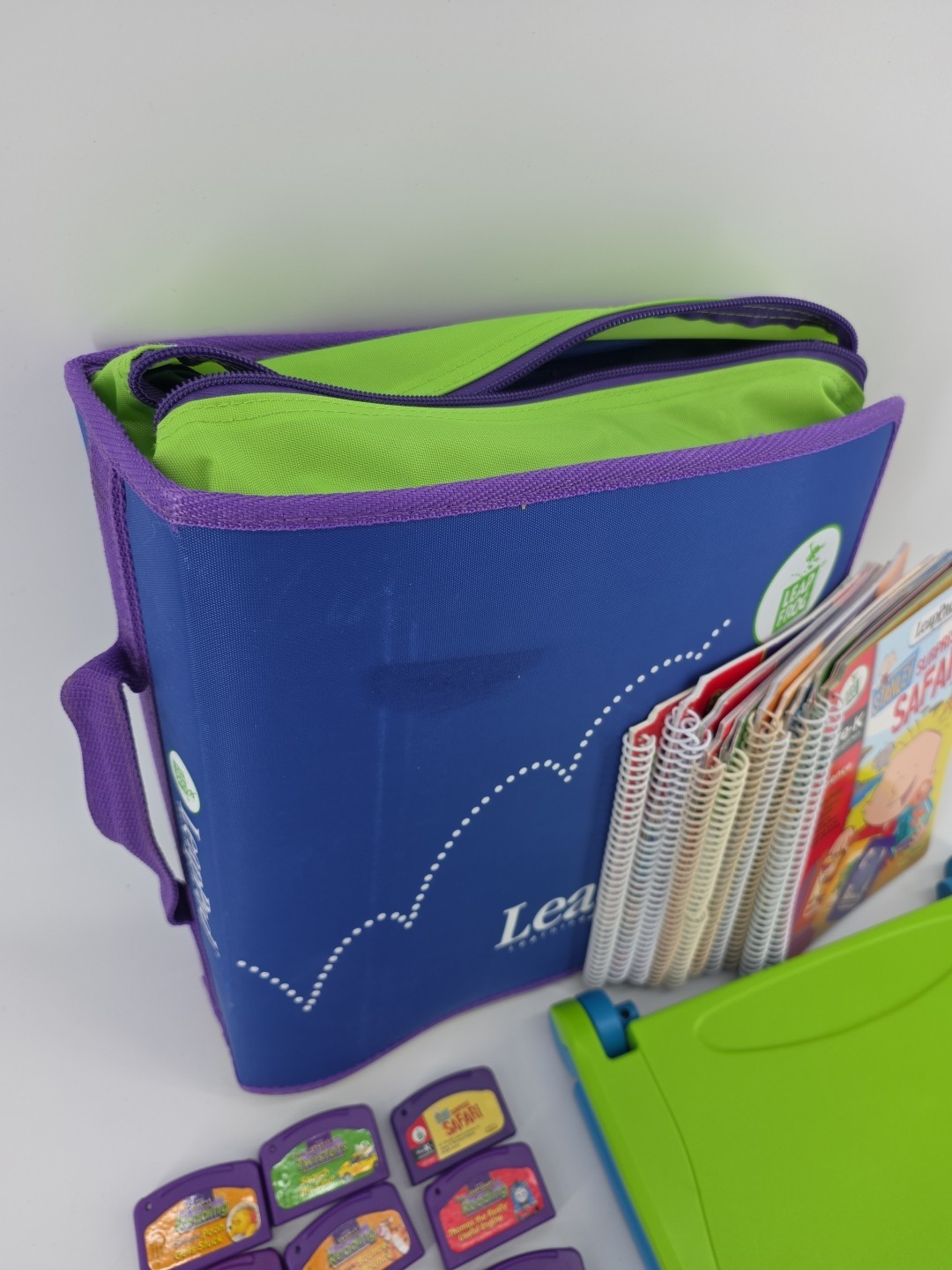 LeapFrog LeapPad Learning x Games & Books LOT + Backpack Carrier Vintage 2001!!