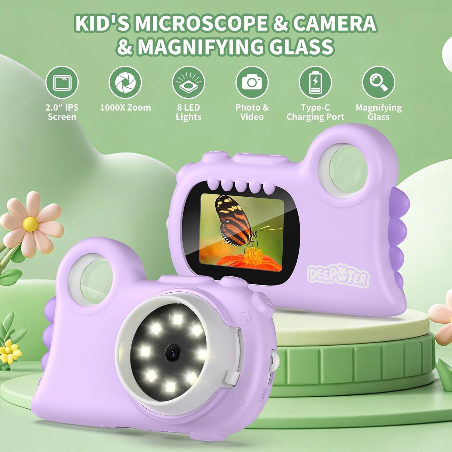 Microscope for Kids Handheld Mini Portable Digital Rechargeable 1000X Boy Girls