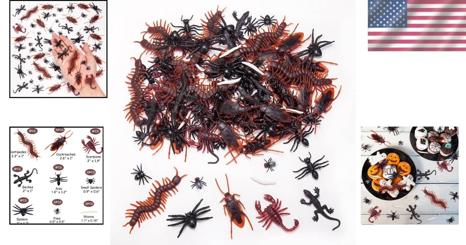 9 Types of Realistic 130 PCS Plastic Bugs – Ideal for Halloween Decor & More