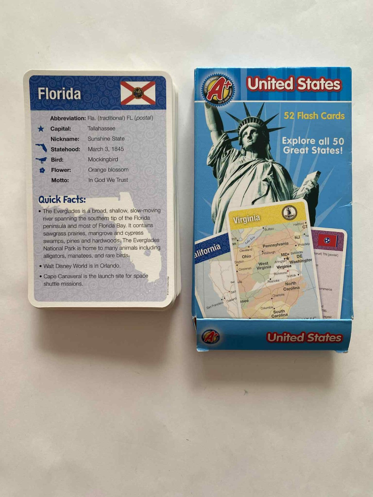 A+ Flash Cards by Creative Edge – Explore United States 52 flash cards VERY GOOD