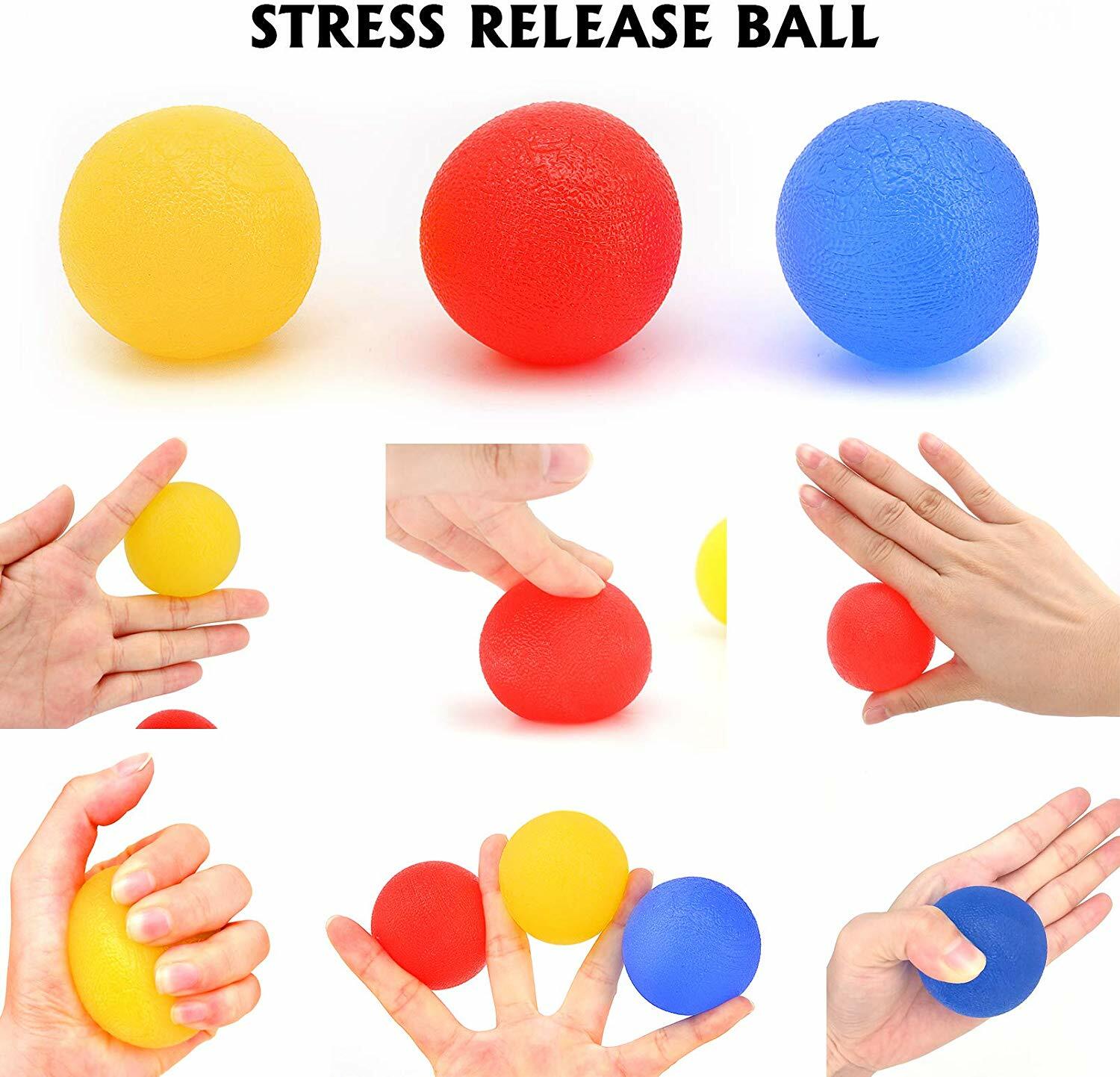 3 Pack Stress Relief Gel Squeeze Ball Exercise Finger Hand Grip Physical Therapy